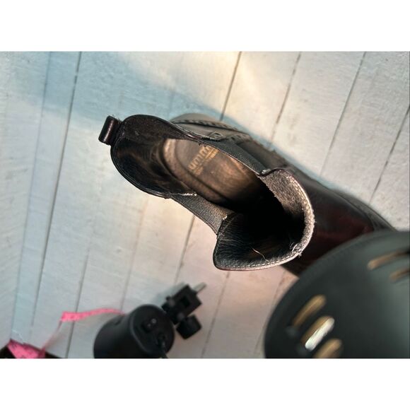 Goth Punk Chunky Lug Sole Brogue Chelsea Boots Black Leather Wingtip - Picture 8 of 9